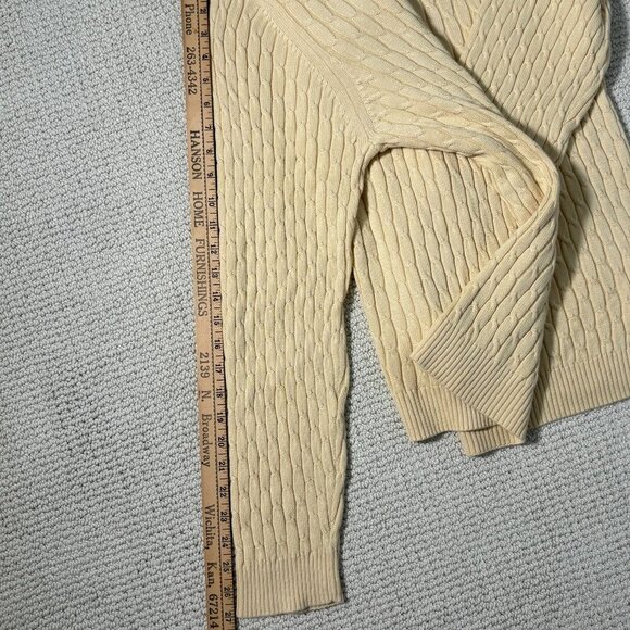 Grant Thomas Soft XL Butter Yellow Cable Knit Sweater Quality 100% Pima Cotton - Picture 6 of 6